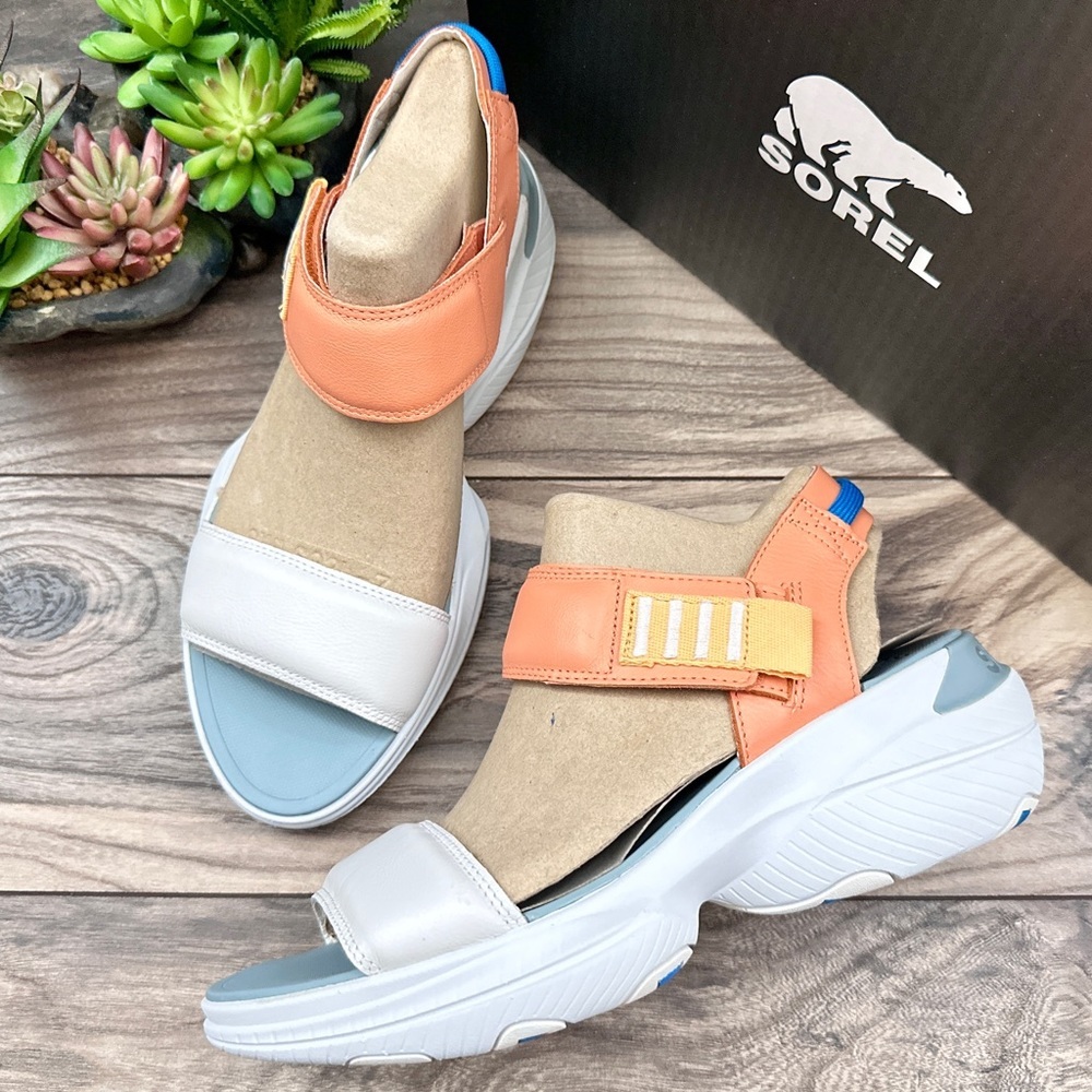 NIB Sorel Explorer Blitz Stride Sandal Paradiso Peach Sea Salt